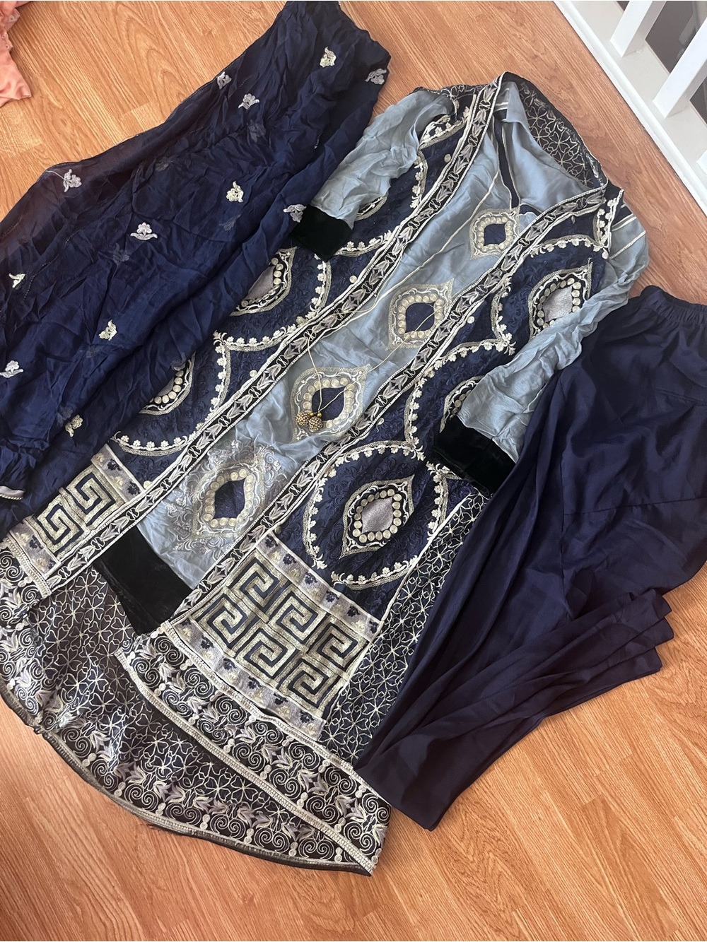Fancy Navy & Silver Embroidered Pakistani/ Indian outfit